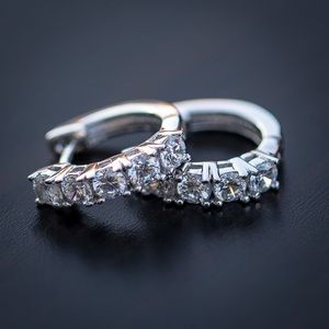 Men’s Sterling Silver Hoop Earrings With Diamonds